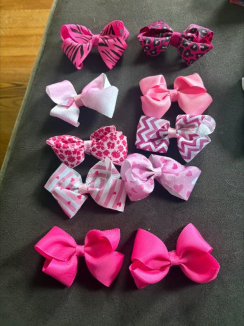 Lot of 10 Pink Hair Bows for Girls